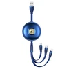 USAMS Kabelis U69 3in1 1m mėlynos spalvos (lightning/microUSB/USB-C) SJ508USB02 (US-SJ508)