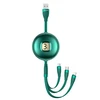 USAMS Kabelis U69 3in1 1m žalios spalvos (lightning/microUSB/USB-C) SJ508USB03 (US-SJ508)