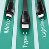 USAMS Kabelis U69 3in1 1m žalios spalvos (lightning/microUSB/USB-C) SJ508USB03 (US-SJ508)