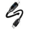 USAMS Kabelis USB-C į Lightning 30W 1,2m Skaitmeninis Ekranas Cinko lydinio greito įkrovimo duomenų kabelis HX Series SJ741USB01 (US-SJ741)