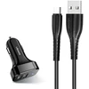 USAMS automobilinis įkroviklis 2xUSB C13 2,1A microUSBjuodos spalvos NTU35MC13TZ