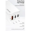 USAMS Tinklo įkroviklis MT 2xUSB-C+USB GaN 65W T33 PD + kabelis USB-C-USB-C 100W Fast Charging baltos spalvos MTXLOGTC02