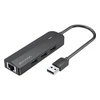Vention USB 2.0 3 prievadų šakotuvas su eterneto adapteriu 100 m ventiliacija CHPBB 0.15 m, juodas