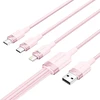 USB 2.0 A iki 3in1 3A laidas Vention CTPPG 1.5M (rožinis)