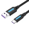 Vention USB 2.0 A į USB-C 5A kabelio ventiliacija CORBI 3m juodas PVC