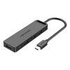 Vention Ventiliacija iš USB-C į USB3.0 x 4 šakotuvą su maitinimo šaltiniu Juodas 0,15 m
