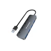 USB-A Hub Wozinsky WHS080YSS 4 x USB-A 3.0 with individual switches, aluminum, with 30 cm cable – pilka