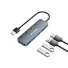 USB-A Hub Wozinsky WHS080YSS 4 x USB-A 3.0 with individual switches, aluminum, with 30 cm cable – pilka