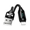 USB-A kabelis – Lightning Wozinsky WUALC1 su LED ekranu 2.4A 1m – juodos spalvos