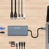 USB-C Hub 14 in 1 Wozinsky WDS03Y5S Multifunctional, Aluminum, for 3 Monitors, with 15 cm Cable – Gray