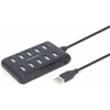 GEMBIRD 10 prievadų USB 2.0 HUB juodas