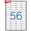 Lipnios etiketės Apli, A4, 52.5×21.2mm, 56 etiketės lape, 100 lapų, baltos spalvos
