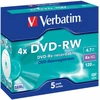 Verbatim DVD-RW 4.7GB 4X Matinis Sidabrinis jewel box - 43285