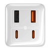 Baseus Sieninis įkroviklis GaN6 Pro 100W 2xUSB-A + 2xUSB-C QC PD su USB-C kabeliu 1m, baltas
