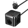 Sieninis įkroviklis Baseus PowerCombo 3AC+2U+2C 30W, 1.5m (juodas)