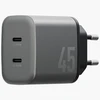 Laidinis įkroviklis Energea Ampcharge GaN45 2xUSB-C PD/PPS/QC3.0 45W pilkos spalvos