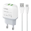 Sieninis įkroviklis LDNIO A2219 2USB + MicroUSB laidas