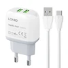 Sieninis įkroviklis LDNIO A2219 2USB + USB-C laidas