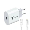 Tinklo įkroviklis T-PHOX ISPEED 20W + kabelis USB-C/lightning baltos spalvos