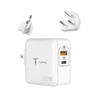 Tinklo įkroviklis T-PHOX MEGA T-PP09 GAN PD 65W USB/USB-C baltos spalvos
