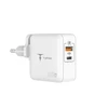 Tinklo įkroviklis T-PHOX MEGA T-PP09 GAN PD 65W USB/USB-C baltos spalvos