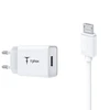 Tinklo įkroviklis T-PHOX MINI-EU MICRO USB baltos spalvos 1.2M 2.4A