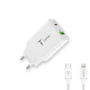 Tinklo įkroviklis T-PHOX SPEEDY USB-C 20W/USB 18W PD QC + KABELIS LIGHTNING 1M baltos spalvos