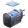 Laidinis įkroviklis USAMS CC290 T66 45W GaN 1xUSB-A 1xUSB-C sidabro spalvos