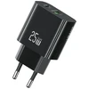 Laidinis įkroviklis USAMS CC315 T65 25W 1xUSB-C 1xUSB-A Fast Charging juodos spalvos