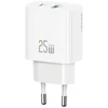 Laidinis įkroviklis USAMS CC315 T65 25W 1xUSB-C 1xUSB-A Fast Charging baltos spalvos