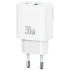 Laidinis įkroviklis USAMS CC316 T65 30W 1xUSB-C 1xUSB-A Fast Charging baltos spalvos