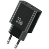 Laidinis įkroviklis USAMS CC317 T65 33W 1xUSB-C 1xUSB-A Fast Charging juodos spalvos