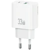 Laidinis įkroviklis USAMS CC317 T65 33W 1xUSB-C 1xUSB-A Fast Charging baltos spalvos
