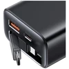 Laidinis įkroviklis USAMS Xiang Series CC296 30W 1xUSB-C 1xUSB-A + USB-C kabelis juodos spalvos
