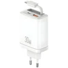 Laidinis įkroviklis USAMS Xiang Series CC296 30W 1xUSB-C 1xUSB-A + USB-C kabelis baltos spalvos