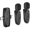 Belaidis prisegamas mikrofonas „Lightning“ / USB C Hoco 2 vnt. L15 juodas