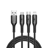 WiWU - Starlink serijos duomenų kabelis Wi-045E 3w1 USB A į USB C, Micro USB, Lightning 3,1A 1m - juodas
