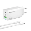 Wozinsky GaN 65W Charger su 2xUSB-C USB Ports su 65W CC kabelis – baltos spalvos