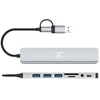 Wozinsky WAH-81 8-in-1 USB Hub with USB 3.0 SD Card Reader and Audio Output - Gray