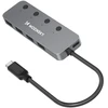 Wozinsky WHS080YSS 4 x USB-A 3.0 aliuminio šakotuvas su atskirais jungikliais ir 15 cm USB-C kabeliu – pilkas