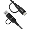 Wozinsky WNBAA 4in1 kabelis 2x USB-C 1x USB-A 1x Lightning 60W 1 m – juodos spalvos