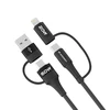 Wozinsky WNBAA 4in1 kabelis 2x USB-C 1x USB-A 1x Lightning 60W 1 m – juodos spalvos