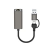 Ugreen XO adapter HUB HUB018 2w1 USB-USB-C - RJ45 pilka