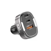 XO automobilinis įkroviklis CC61 PD QC 3.0 100W 1x USB 1x USB-C 1x Lightning pilkos spalvos