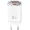 XO laidinis įkroviklis CE21 PD 30W 1x USB-C 1x USB baltos spalvos