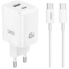 Įkroviklis XO kroviklis jungiama į tinklą CE36 PD 45W 1x USB-C 1x USB balta + kabelis USB-C - USB-C