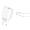 XO laidinis įkroviklis CE02D QC 3.0 18W 1x USB baltos spalvos + Lightning kabelis
