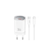 XO laidinis įkroviklis CE20 PD 30W 1x USB-C baltos spalvos + kabelis USB-C - USB-C