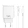 XO laidinis įkroviklis CE25 PD 25W 1x USB-C baltos spalvos + kabelis USB-C - USB-C
