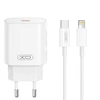 XO laidinis įkroviklis CE25 PD 25W 1x USB-C baltos spalvos + kabelis USB-C - Lightning